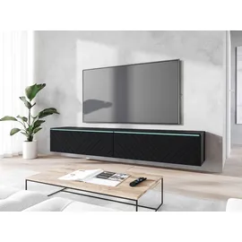 veneti P & B Lowboard 180x30 cm Schwarz Holzwerkstoff