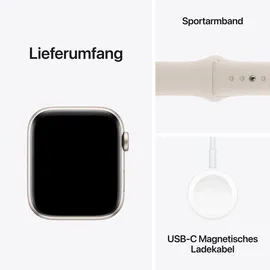 Apple Watch SE 2024 GPS + Cellular 44 mm Aluminiumgehäuse Polarstern, Sportarmband Polarstern S/M