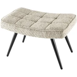 riess-ambiente Hocker SCANDINAVIA - modern champagner greige Bouclé schwarze Metallbeine Fußhocker