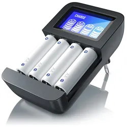 Aplic Batterie-Ladegerät 2700 mA, Universal 4-Schacht Batterielader geeignet für Typ AA / AAA NiMH Akkus