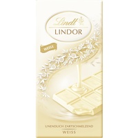 Lindt Schokolade LINDOR Weiß | 100 g Tafel | Weiße Schokolade mit einer unendlich zartschmelzenden Füllung | Schokoladentafel | Schokoladengeschenk