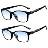 Eyglajdd Blaulichtfilter Lesebrille für Herren Damen Matt Finish,TR90 leicht Lesehilfe Brille mit Federscharnieren 2er-Pack Schwarz +1,0 - 51-17-135