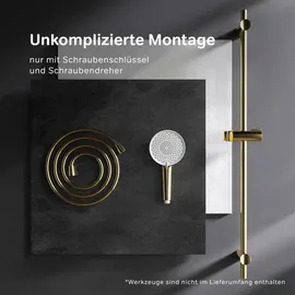 AM.PM Duschset Gold Brauseset, Handbrause Set, Duschsäule, Duschkopf-Set