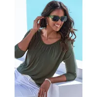 LASCANA 3/4-Arm-Shirt Damen graugrün, schwarz Gr.48/50