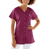 CLINIC DRESS Kasack Damen 1/2 Arm Druckknöpfe mit Brusttasche Seitentaschen Seitenschlitze 95° Wäsche Berry S - S