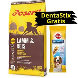 JOSERA Lamb & Rice 12,5kg + PEDIGREE DentaStix GRATIS!
