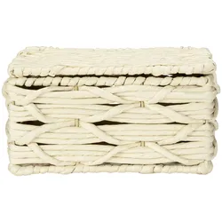 Badorganizer WENKO "Vabriano", beige, B:19cm H:10cm T:14cm, Papier, Metall, Aufbewahrungsboxen, mit Deckel, aus hochwertigem Papier-Geflecht