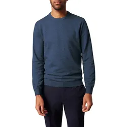 Rundhalspullover PIERRE CARDIN "Strick RH", Herren, Gr. M, blau (federal blau), Strick, Obermaterial: 100% Baumwolle, meliert, casual, klassisch, Rundhals, Langarm, Pullover