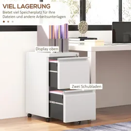 Vinsetto Aktenschrank mit 2 Schubladen, Abschließbar, Stahl, Weiß, Metall, 43.5x67.5x37 cm Arbeitszimmer, Aktenschränke