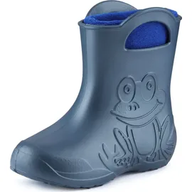 Ladeheid Eva Kinder Jungen Mädchen Gummistiefel Regenschuhe gefüttert LA-CA-03 (Metallisches Blau/Marineblau-2, 34/35 Eu) - 34/35