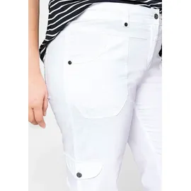 sheego Cargohose SHEEGO, Damen, Gr. 25, Kurzgrößen, weiß, 97% Baumwolle, 3% Elasthan, unifarben, Hosen Cargohose