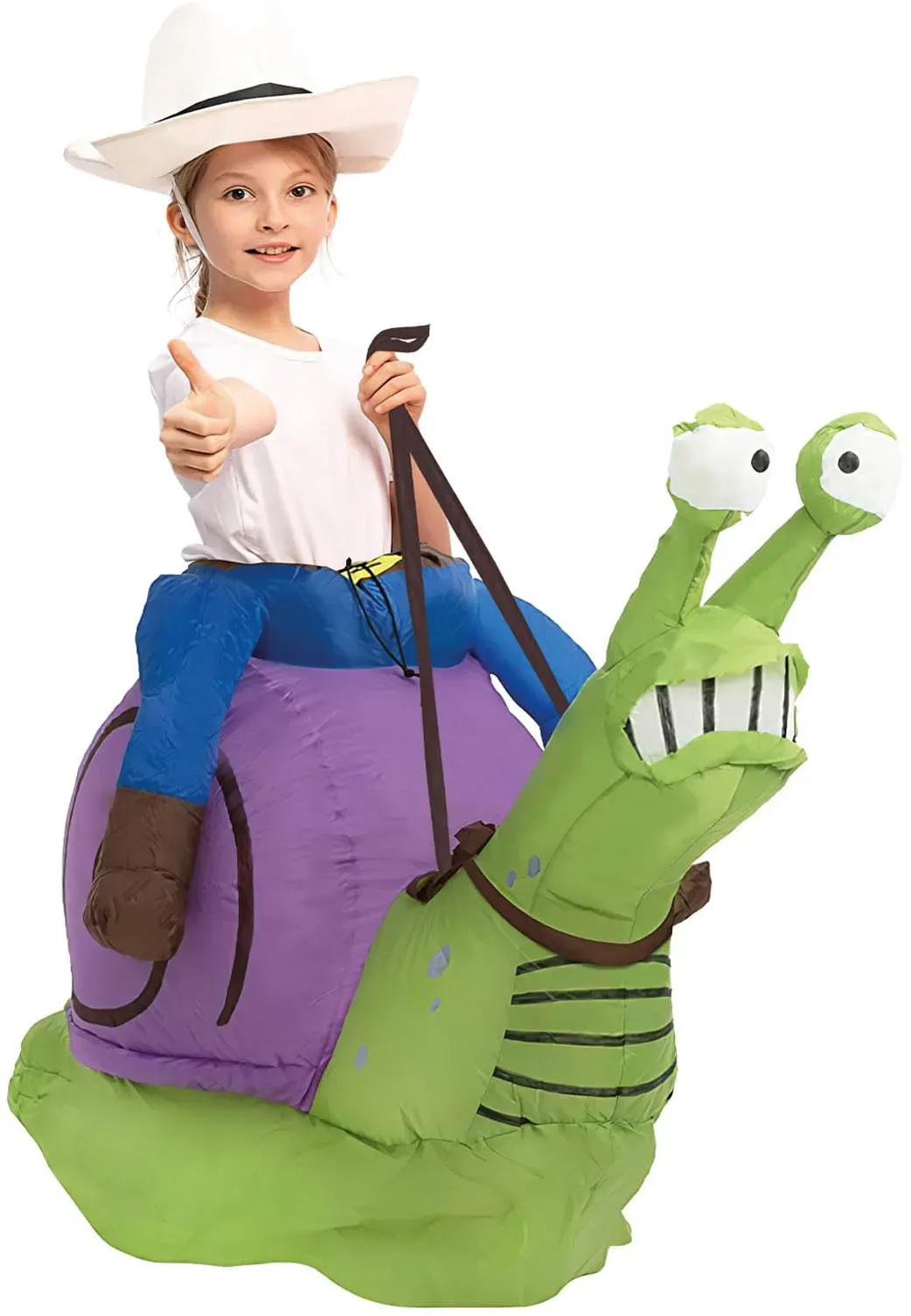 AirSuit® Aufblasbares Schneckenkostüm für Kinder | Größe 90 bis 120cm | Aus sehr strapazierfähigem Polyester - Angenehm zu tragen | Inklusive Aufblassystem | Riesiges Tier | OriginalCup®