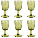 Excelsa Leaf Set mit 6 Gläsern, grün, getöntes Glas aus Paste, 300 ml.