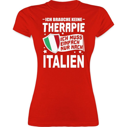 Shirtracer T-Shirt Ich brauche keine Therapie Ich muss einfach nur nach Italien - weiß - Länder Wappen - Damen Premium T-Shirt Fußball Flaggen Fahnen rot L