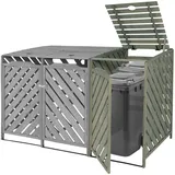 Mendler XL 1er-/2er-Mülltonnenverkleidung Erweiterung HWC-J44, Mülltonnenbox, 120x68x98cm Holz MVG-zertifiziert - grau