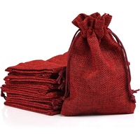 24 x Jutesäckchen Rot Jute Beutel für Adventskalender Stoffbeutel Natur Säckchen Geschenksäckchen - 13*18cm
