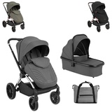 KIKKABOO Kinderwagen Kara 2 in 1 Babywanne, Sportsitz, Wickeltasche, Federung grau