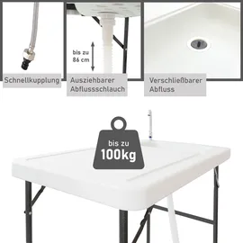 Lemodo Klappbarer Filetiertisch Camping Spüle Weiß