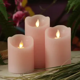 MARELIDA LED Kerze Rustik-Optik 15 cm rosa