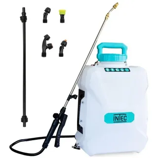 INTEC - Elektrischer Drucksprüher mit Akku 20 V Lithium 4,0 Ah Gartensprüher 12 l 2 Lanzen Faser und Edelstahl + 4 Düsen