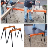 Holmwerk Sägebock 2x Arbeitsbock Klappbock Gerüstbock Sägebock - 1000 kg Traglast, (Sägebock, 2-St), robust, transportabel, klappbar, stabil orange|schwarz