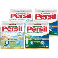 Persil Set 2x Universal & 2x Sensitive Megaperls Tiefenrein 64 Waschladungen (4x 16WL), Vollwaschmittel & Waschmittel für Allergiker & für sensible Haut, 20 °C bis 95 °C, ECARF-zertifiziert