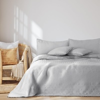 AmeliaHome Tagesdecke mit Pompons 220x240 cm Bettüberwürf zweiseitig Ultrasonic