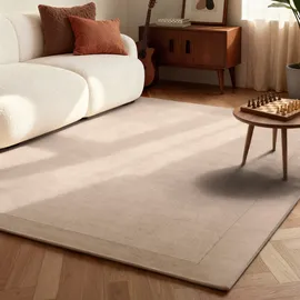 Villeroy & Boch Wollteppich Kivi - Weicher Natur Wohnzimmerteppich mit Bordüre, Handgemacht & Natürlich, Modernes Design für Wohnzimmer, Schlafzimmer, Esszimmer, Flur - Natur Beige, 80x150 cm