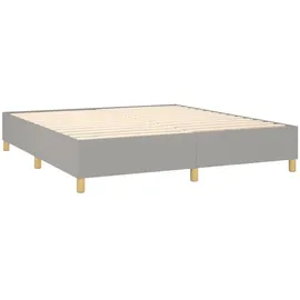 vidaXL Boxspringbett mit Matratze & LED Hellgrau 180x200 cm Stoff