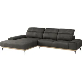 Musterring Wohnlandschaft MUSTERRING "MR 2490 Ecksofa mit erstklassigem Sitzkomfort, Long-Life-Leder", schwarz (anthrazit, s), B:342cm T:207cm, Sofas, Wohnlandschaft, Fuß Schwarz, Sitzhöhe 46cm, wahlweise mit Funktionen, Maße 342x207 cm