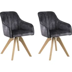 Drehstuhl HOME AFFAIRE "Sa Calobra", grau (anthrazit, eichefarben), B:58cm H:86cm T:46cm, Stühle, mit Rückensteppung