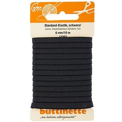 buttinette Gummiband "Standard-Elastik", schwarz, Breite: 6 mm, Länge: 10 m