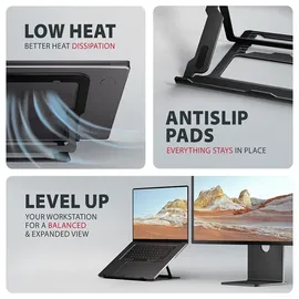 AXAGON STND-LAB Aluminium-Laptop-Ständer 10" - 17.3" höhenverstellbar, faltbar, Aluminium Laptop- Tablet-Ständer, schwarz