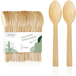 WISEFOOD 100 Löffel - Bambus Löffel 17cm - Bambuslöffel Einweg