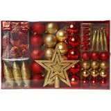 HEITMANN DECO Weihnachtsbaum-Schmuck - Gold/rot - 60-teilig - Set inkl. Baumspitze, Kugeln, Perlkette, Girlande und Sterne - Kunststoff, 47.5 x 29.7 x 6.5 cm