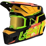 Leatt 7.5 V24 Motocross Helm mit Brille, schwarz-orange, Größe M