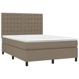 vidaXL Boxspringbett mit Matratze Taupe 140x200 cm Stoff