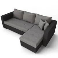 VitaliSpa Ecksofa Webstoff schwarz/grau