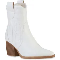 primis gmbh VAN HILL Damen Stiefeletten Cowboy Boots Trichterabsatz Stickereien Schuhe 837779 - 36