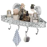 Duschablage ohne Bohren Ecke,Tragkraft 20 KG, Duschregal mit stark Saugnapf, Duschkorb mit Ablauföffnungen, Ablage Eckregal Bad, Shampoo Halterung für Dusche Badezimmer Küche Organizer (C)