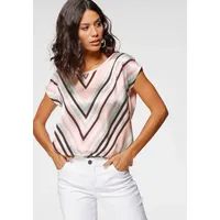 LAURA SCOTT Shirtbluse, aus glänzendem Satin, Gr. 48, rosa-mint-gemustert,