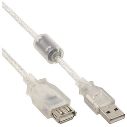 USB 2.0 Typ A, Verlängerung, Stecker / Buchse, transparent, 3 m