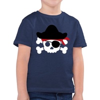 Shirtracer T-Shirt Piratenkopf Kostüm - Piraten Pirat Totenkopf Piratenkostüm Geburtstags Karneval & Fasching blau 164 (14/15 Jahre)