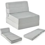 3 In 1 Klappbares Schlafsofa, Klappmatratze, Schaumstoff Extra Dick (15cm), Sofabett, Bodenmatratze, Faltmatratze, Gästematratze Mit Abnehmbarem & Waschbarem Bezug, 190 X 71 X 15 Cm (grau) - Costway