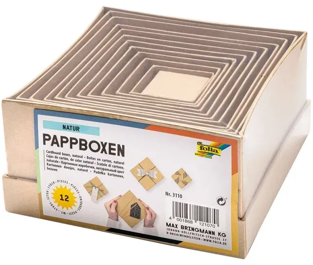 Pappboxen-Set Natur - Rechteck 12-Teilig
