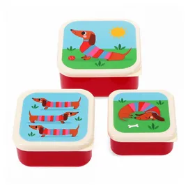 Rex London Snackdosen 3er Set Dackel 11,5 x 11,5 x 5,5 cm