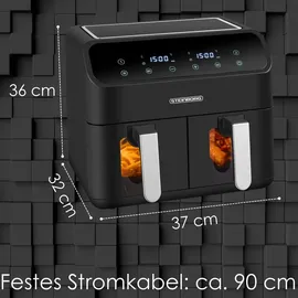 Steinborg Heißluftfritteuse 2 Kammern schwarz