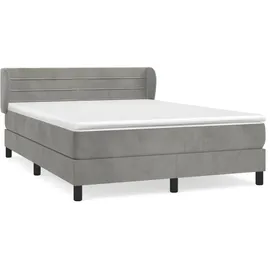 vidaXL Boxspringbett mit Matratze Hellgrau 140x200 cm Samt