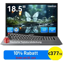 Blackview Aacebook 10 18,5" Intel N150 16 GB RAM 512 GB SSD Intel GMA 3150 Windows 11 Pro Grau