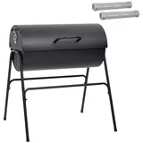 vidaXL Fassgrill mit 2 Kochrosten schwarz